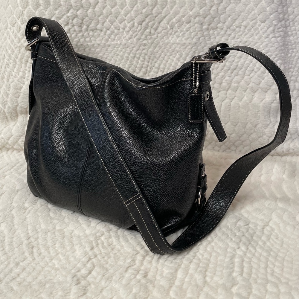 Coach Brooke Black Pebbled Leather Convertible Shoulder Bag F15064 – Black